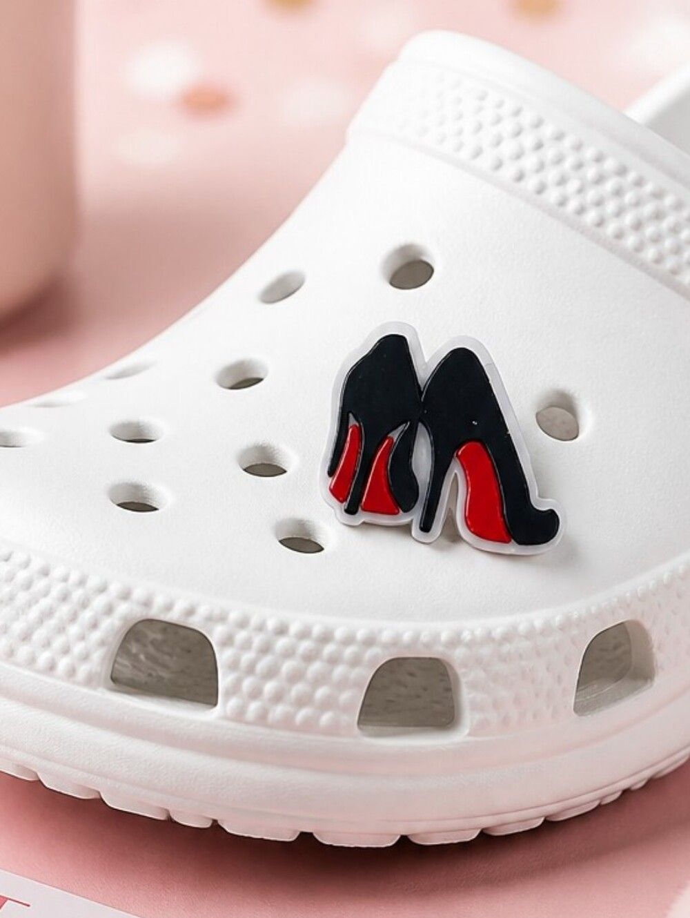 High Heel Croc Shoe Charm Black Red Stiletto Pump Fashion Jibbitz Style Glam